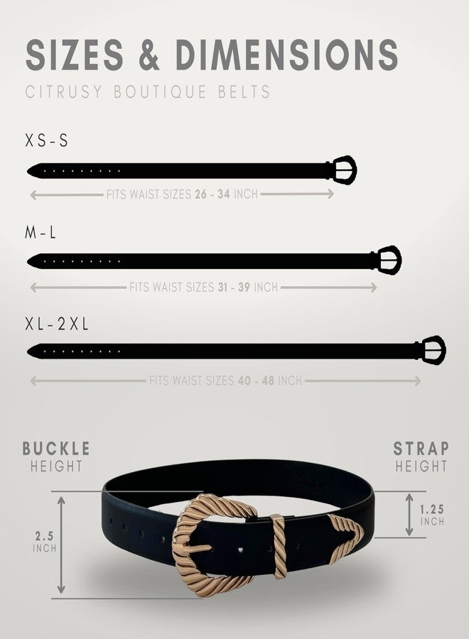 CITRUSY Boutique Western Belt 2-Pack | Country Western Fashion Cowgirl Belts for Women | Cute Chunky Gold Western Belt Buckle | Cream and Black PU Leather Belts (Rodeo Pack | Size XS-S) - Image 5